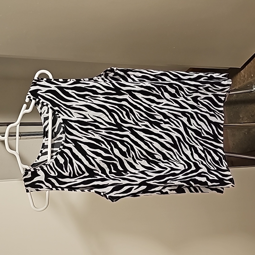 Shein zebra short sleeve blouse
